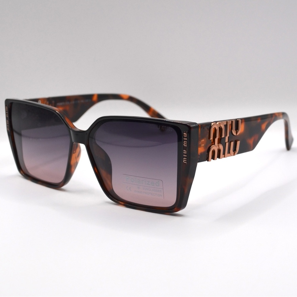 MIU MIU Women’s Polarized Sunglasses | Tortoise Brown | Grey Purple Lens | New